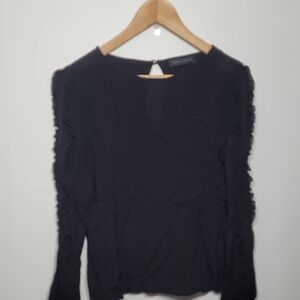 Sanctuary Black Ruffle Sleeve Blouse